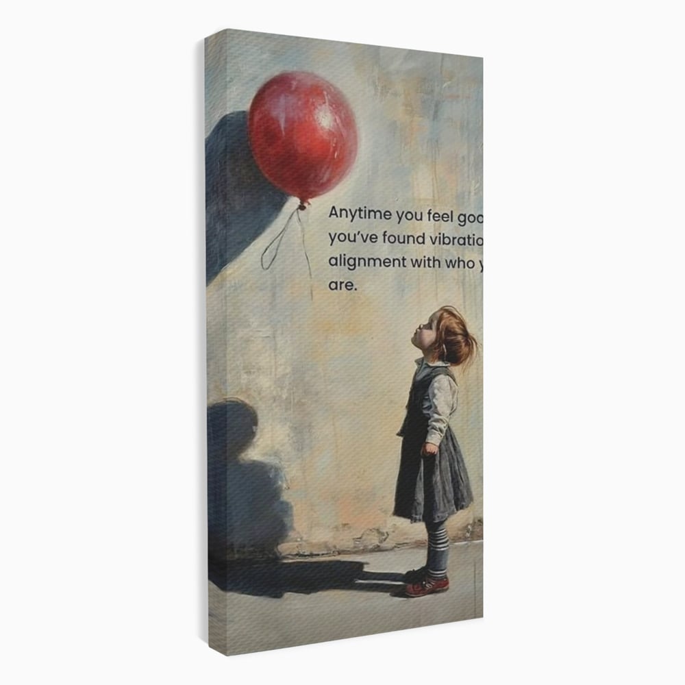 Tablou canvas cu tablou canvas cu fetita si balon rosu, fara rama, pe sasiu de lemn